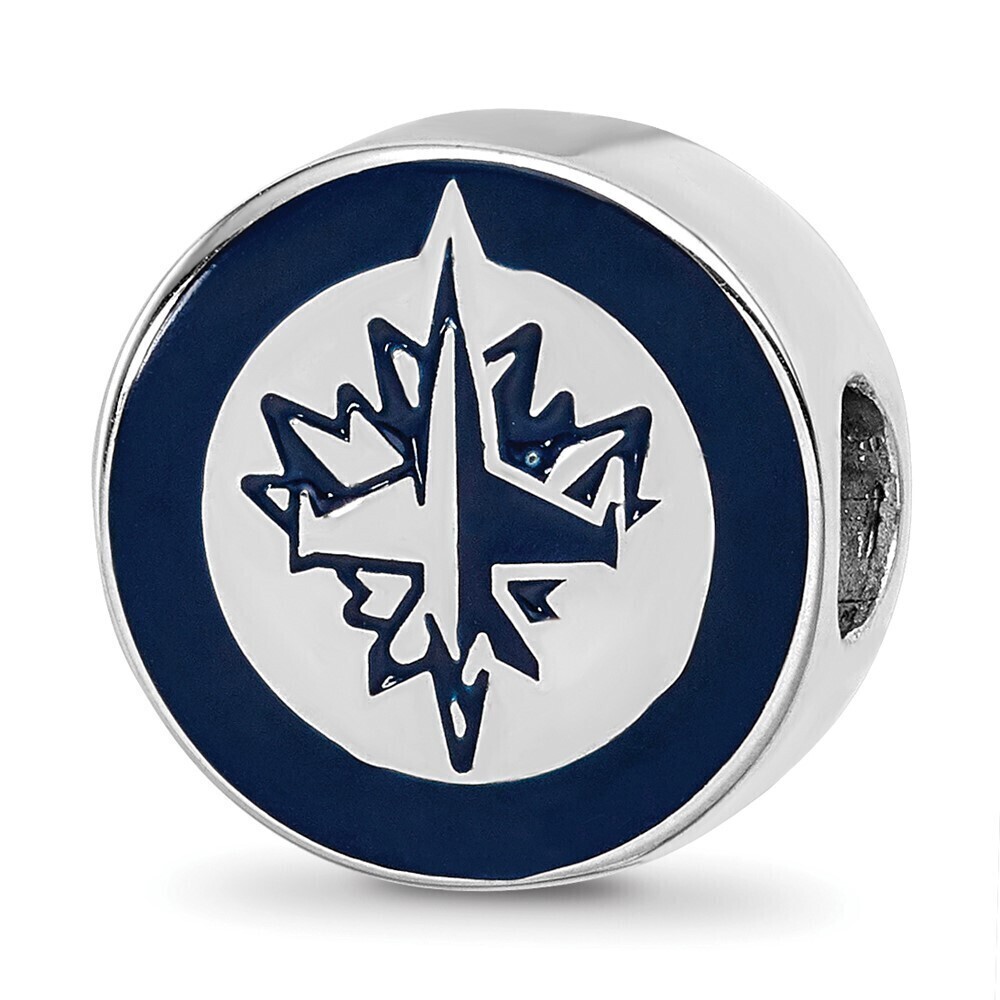 Kazi Luxury Silver Rhodium-plated NHL Winnipeg Jets Enameled Bead